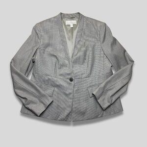 HUGO BOSS Women's Grey/White One Button Blazer Size 12